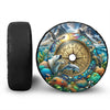 Nautical Compass Spare Tire Cover Ocean Marine Life Wheel Guard Camera Hole RV SUV